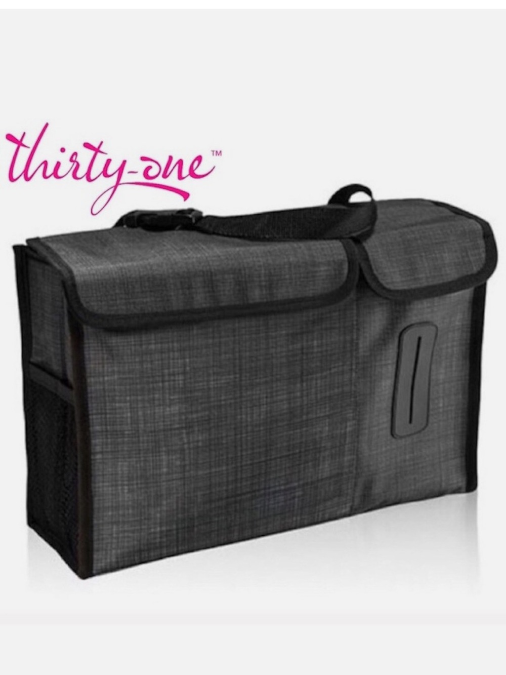 Thirty-One Hang-It-Up Car Organizer Charcoal Crosshatch Trash Bag Tissue Holder